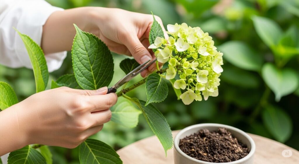 根腐れした紫陽花を挿し木で再生