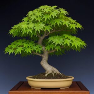 鉢に植えられた、立派なもみじの盆栽。