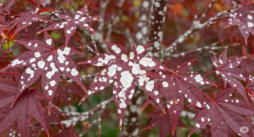 もみじの病気?幹や葉の白い斑点